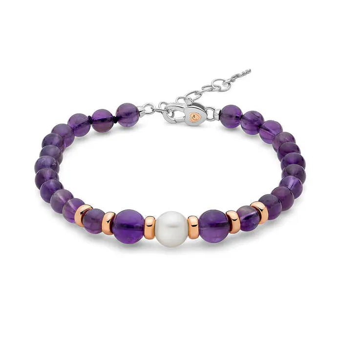 Bracciale con Sfere Ametista 6mm e Perle 9mm PBR3539