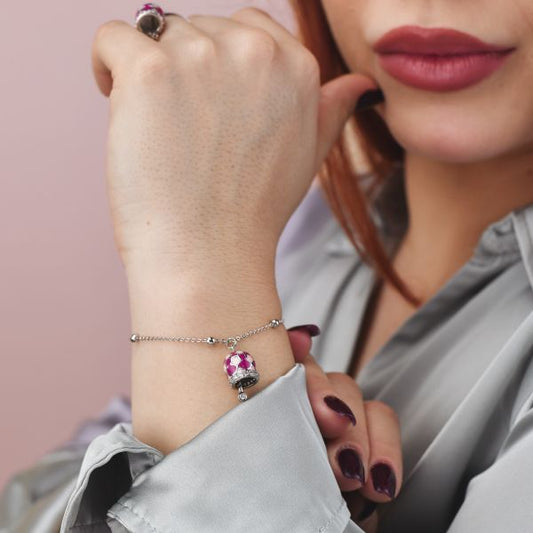 Bracciale con Campanella Portafortuna Fucsia e Rosa CL/BR04