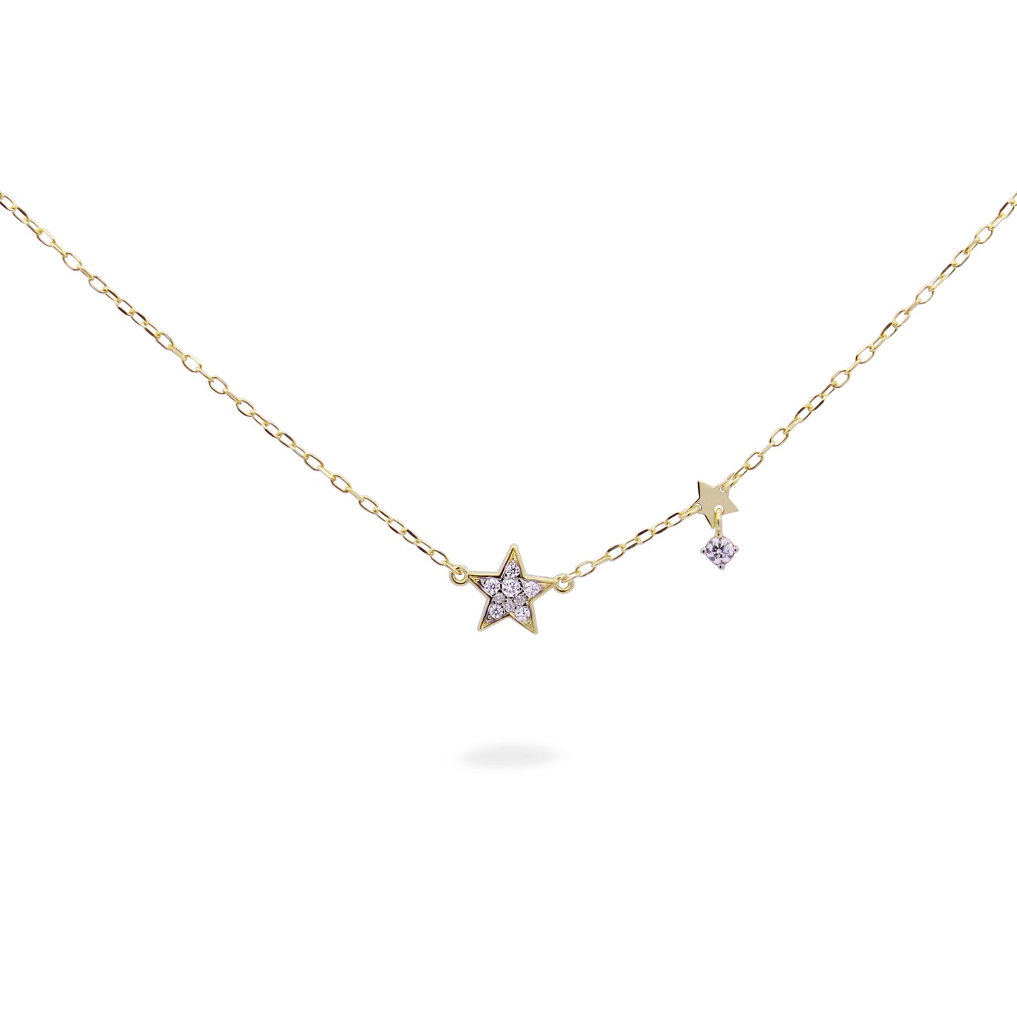 Collana Dorata con Stella e Zirconi Bianchi GRZ-018 M1 STE AU