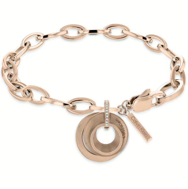 Bracciale Sculptural Rosato con Pietre Bianche 35000155