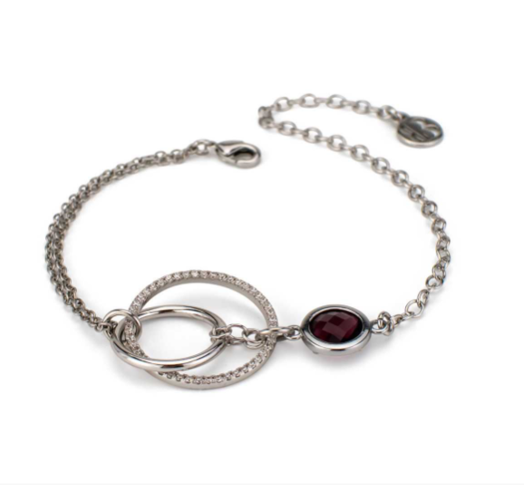 Bracciale Doppio Cerchio e Pietra Laterale XB1007
