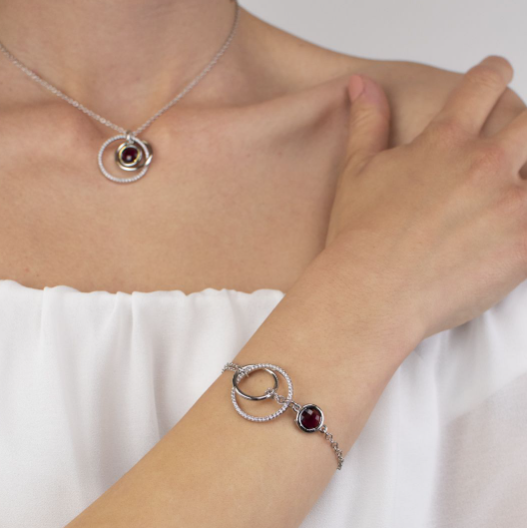 Bracciale Doppio Cerchio e Pietra Laterale XB1007