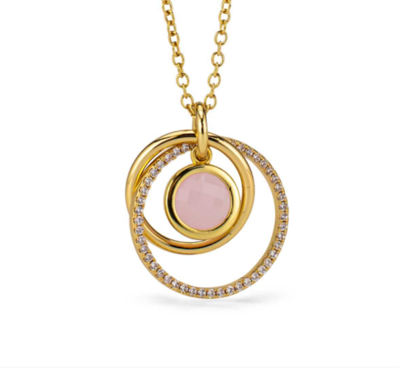 Collana Dorata con Pendente a Tre Moduli Circolari XGR708D