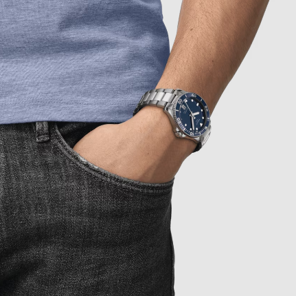 Reloj Hombre Seastar 40mm Acero y Azul T1204101104100