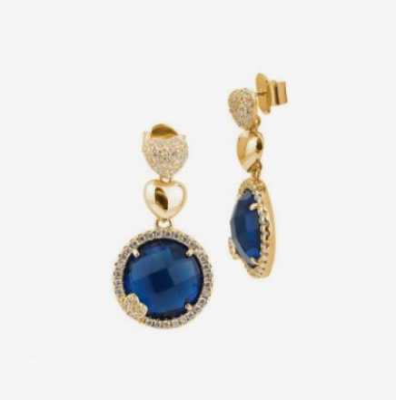 Pendientes Dorados con Corazones Circonitas XOR679DB