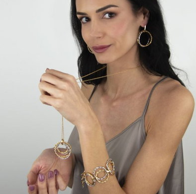Collana Dorata con Cerchi Torchon Bicolor XGR690D