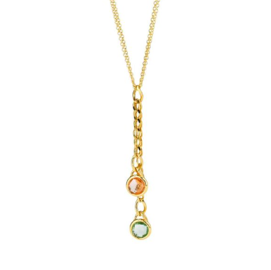 Collana Dorata con Cristalli Pesca e Ametista Verde XGR694DV