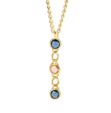 Collana Dorata con Cristalli Blu Zaffiro e Pesca XGR696DZ