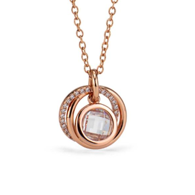 Collana Rosata con Tre Cerchi e Pietra Pesca XGR705RS