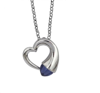 Collana con Cuore e Cristallo Light Sapphire KGR035L