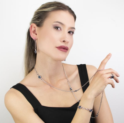 Collana Diamantata e con Cristallo Blu Zaffiro XGR697Z