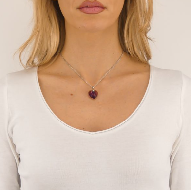 Collar con Amatista Corazón Cristal AG/GR21