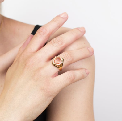 Anello Dorato con Cristallo Pesca XAN204DO