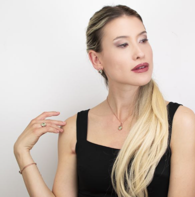 Anello Rosato con Cristallo Ametista Verde XAN204RV