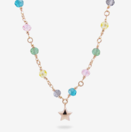 Collana Rosata con Stella e Cristalli Multicolor GR-015 M6 AU
