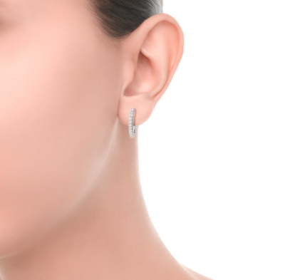 Orecchini Anniversary a Cerchio in Oro Bianco e Diamanti E01CS004