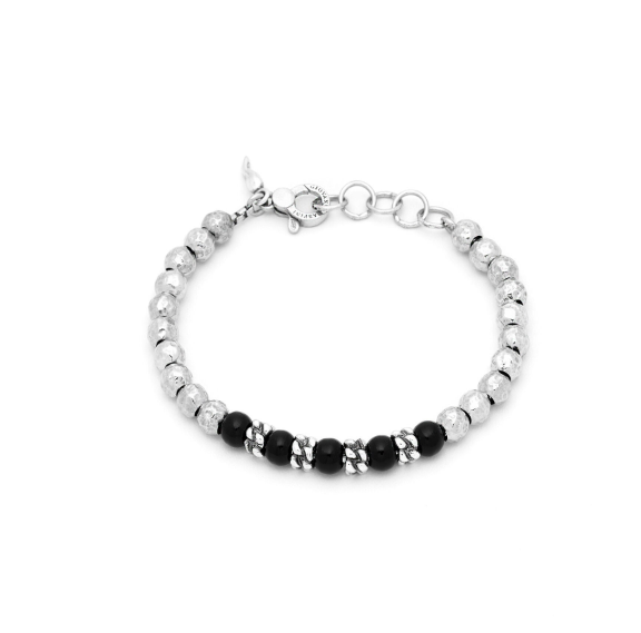 Bracciale Uomo Sfere Onice e Treccia 11855