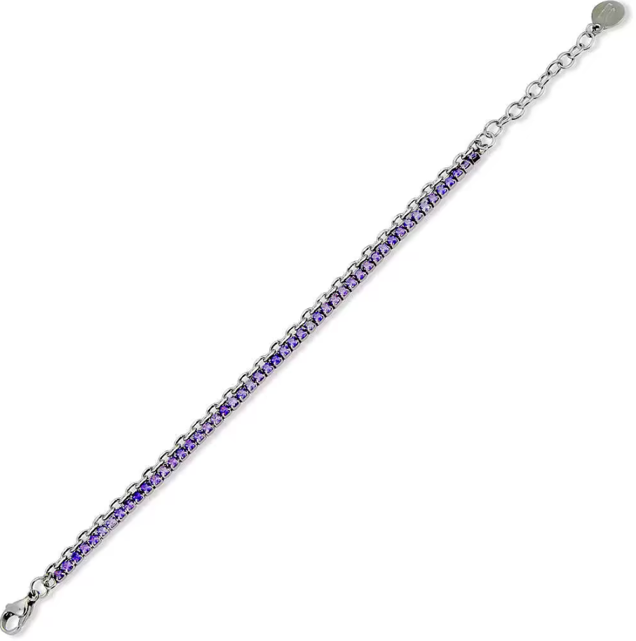 Bracciale Scintille Tennis con Zirconi Viola SV/BR11