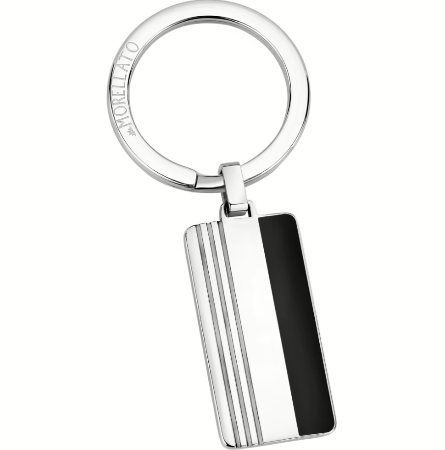 Portachiavi Uomo Classic Acciaio e Nero SU3073