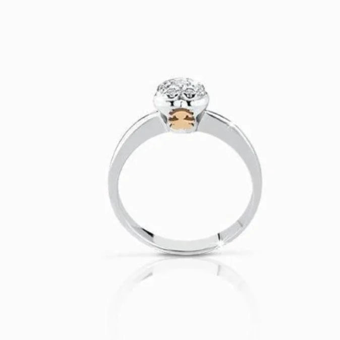 Anello Solitario in Oro Bianco con Cuore e Diamanti LBB116
