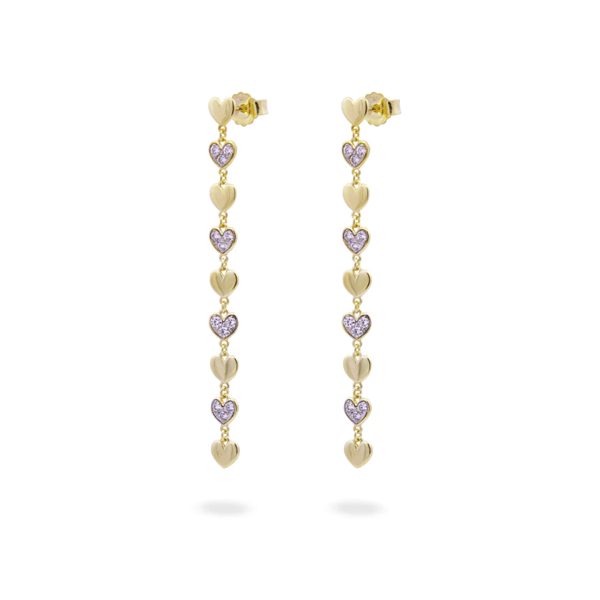 Orecchini Pendenti con Cuori Alternati ORZ-018 MUL CUO AU