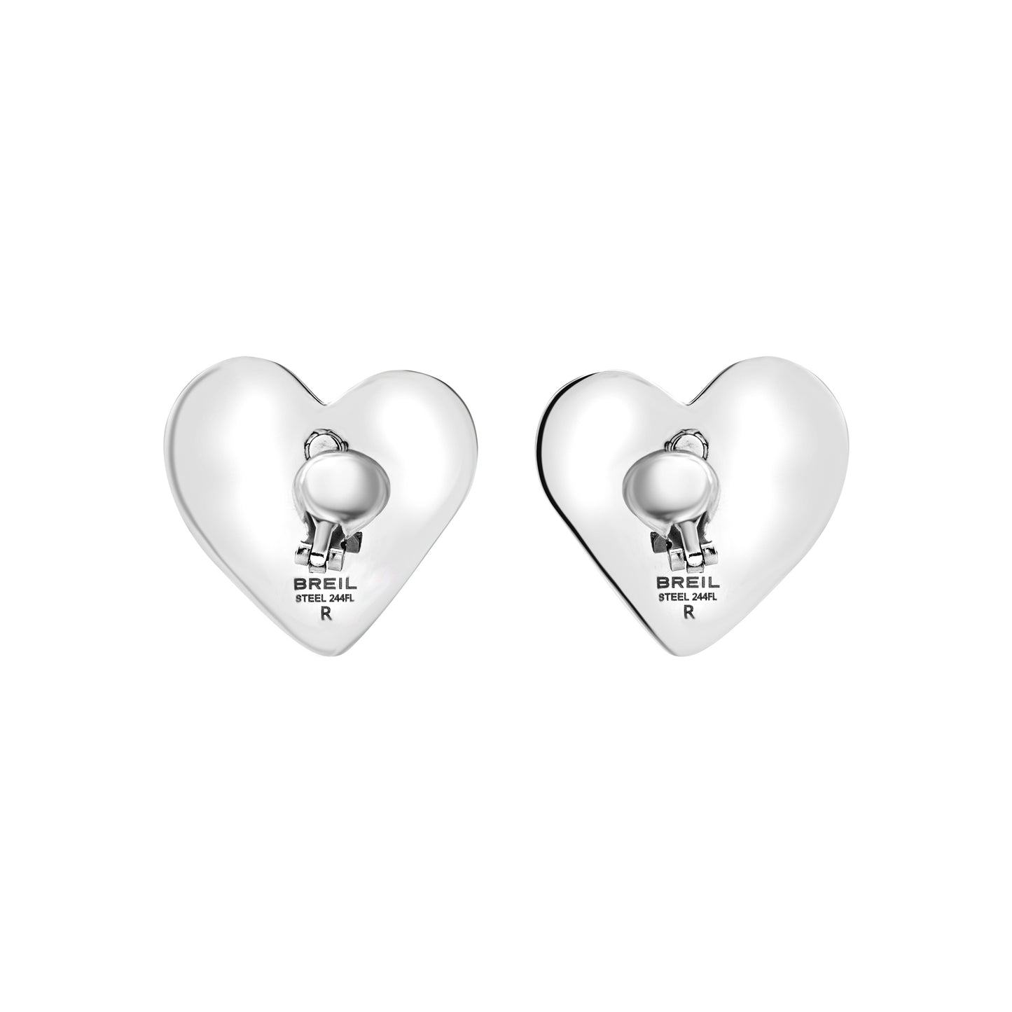 Orecchini Big Heart in Acciaio Chiusura a Clip TJ3693