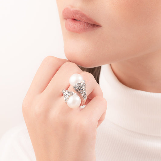 Anello Contrarié con Perle e Maschere 27785