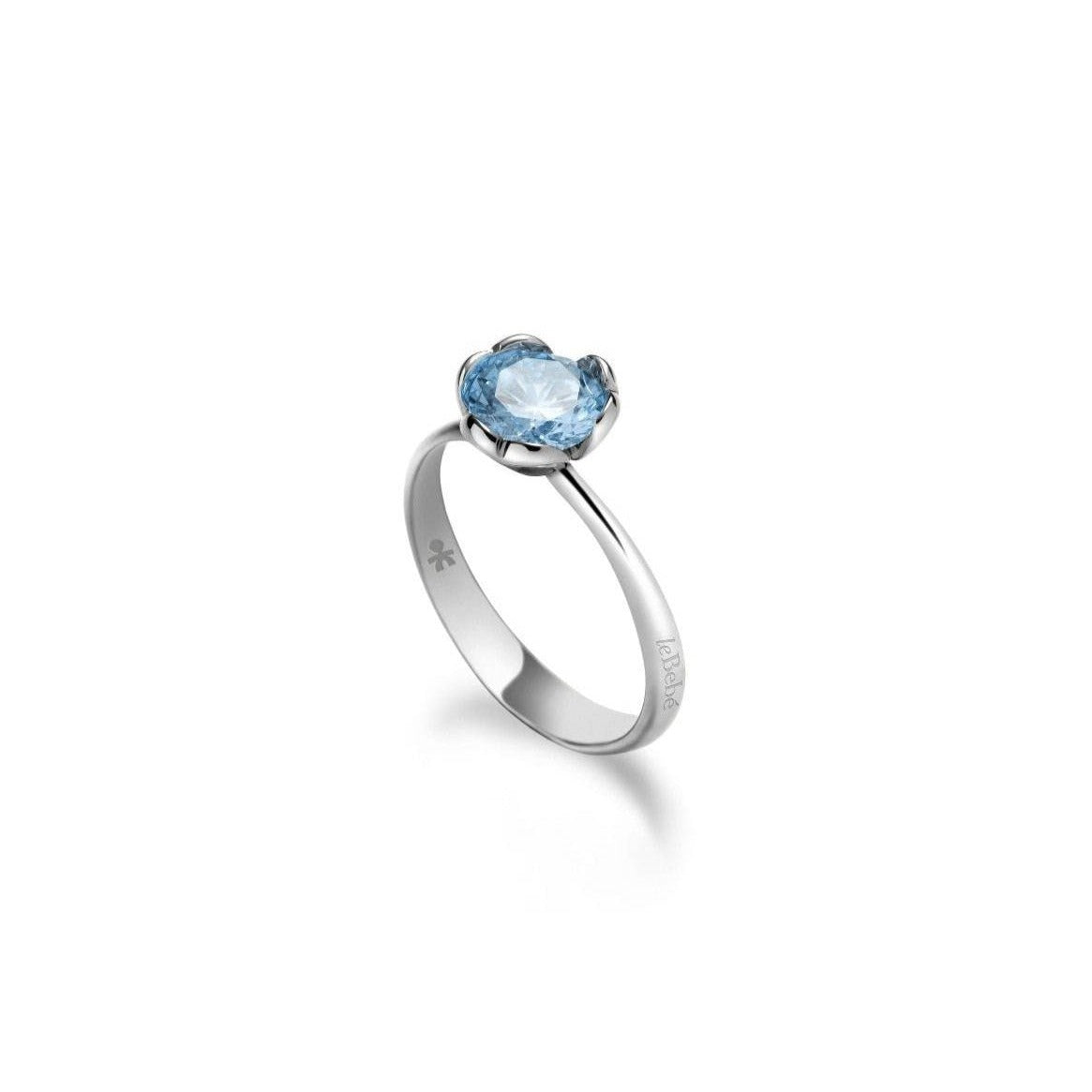 Anello Solitario Lovely in Oro Bianco e Topazio LBB601