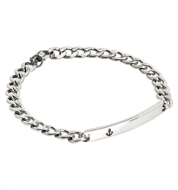 Bracciale Uomo in Acciaio con Targa Centrale Ancora ABR570