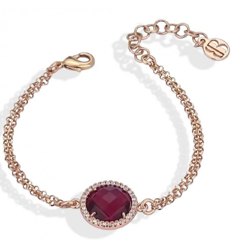 Bracciale Sharada Rosato con Cristallo Rosso Tormalina XBR953RS