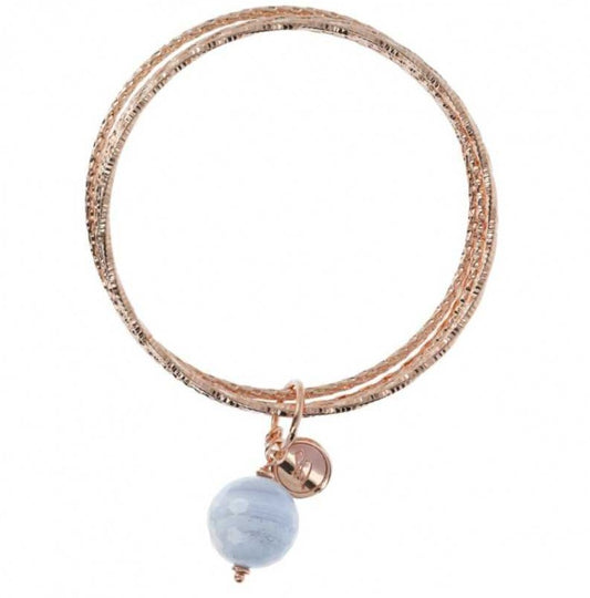 Bracciale Rosato Variegata con Sfera Agata Blue Lace WSBZ01386.BLA