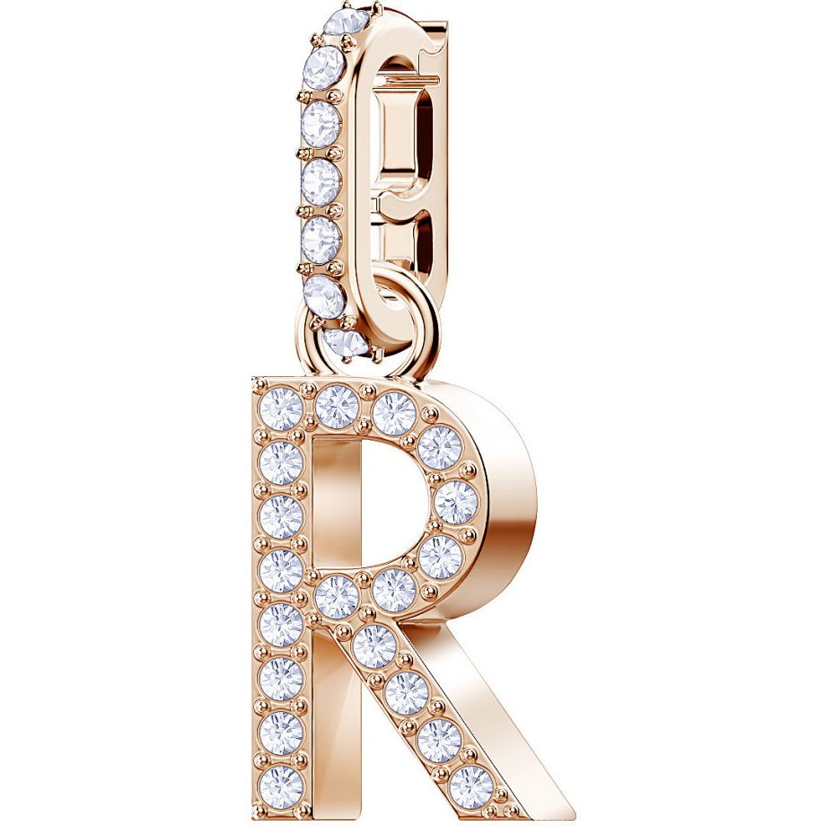 Charm R Rosato con Pavé di Clear Crystal 5437617