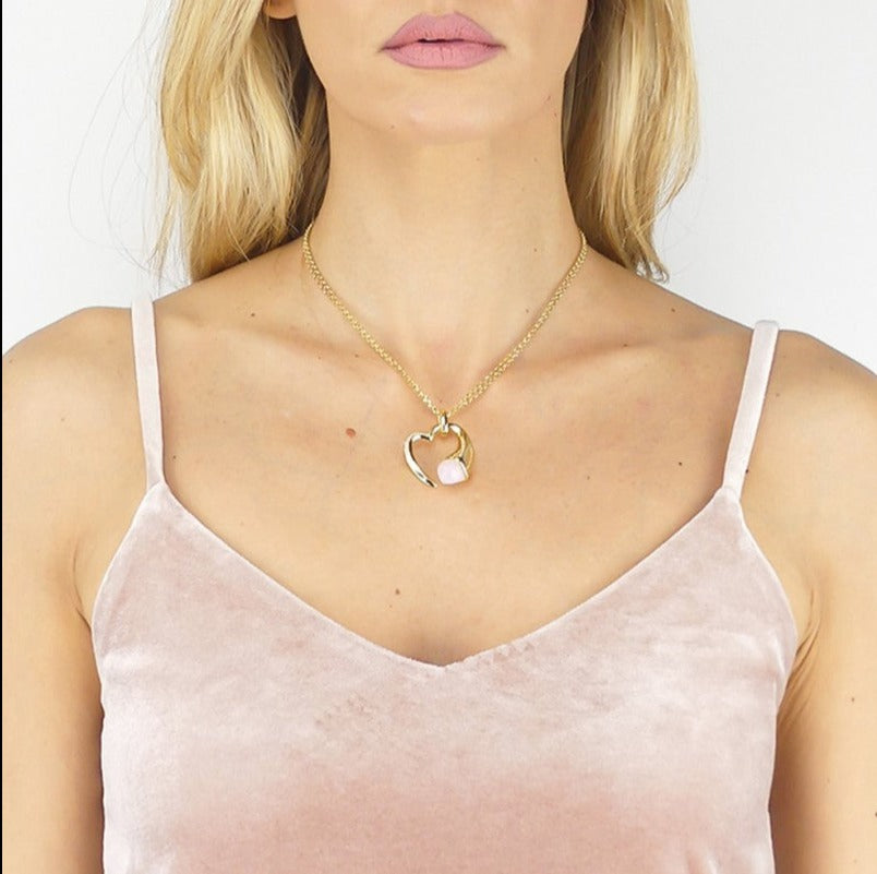 Collar Caleida Dorada con Corazón KGR031DR