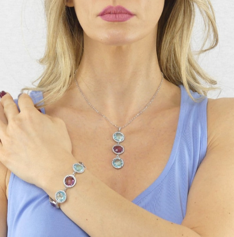 Collana Sharada con Cristalli Acquamarina e Ametista XGR653