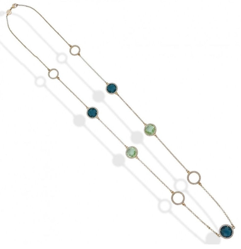 Collana Sharada con Cristalli Verde Tormalina e Crisolite XGR654D