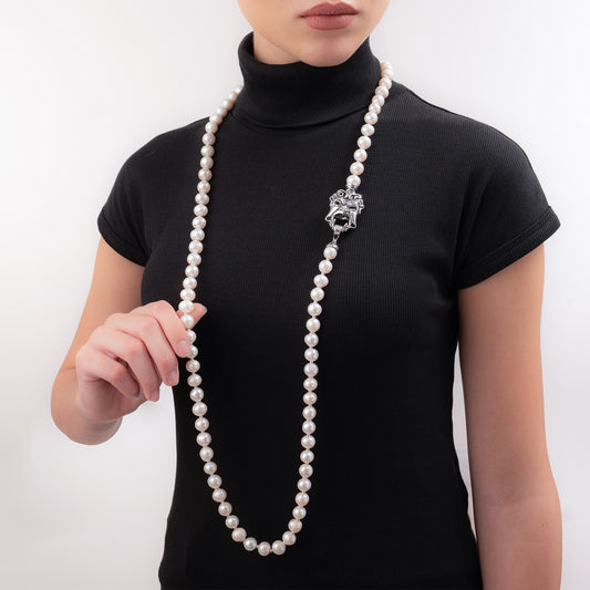 Collana Perle Bianche con Maschera 27575B