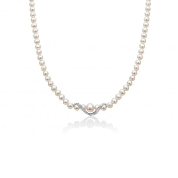 Collana con Perle 5.5mm 8mm e Diamanti PCL5531V