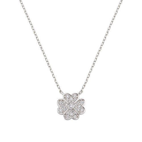 Collana Quadrifoglio in Argento con Zirconi CLQCBBZ