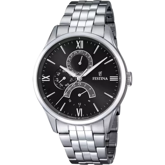 Orologio Uomo Retro in Acciaio e Nero F16822/4