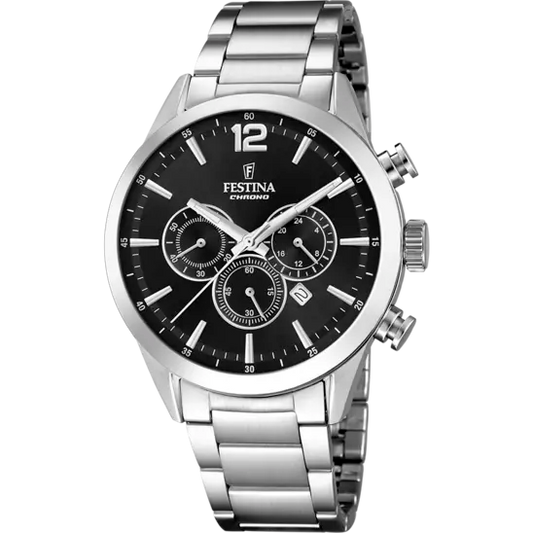 Orologio Uomo Timeless Chronograph in Acciaio e Nero F20343/8