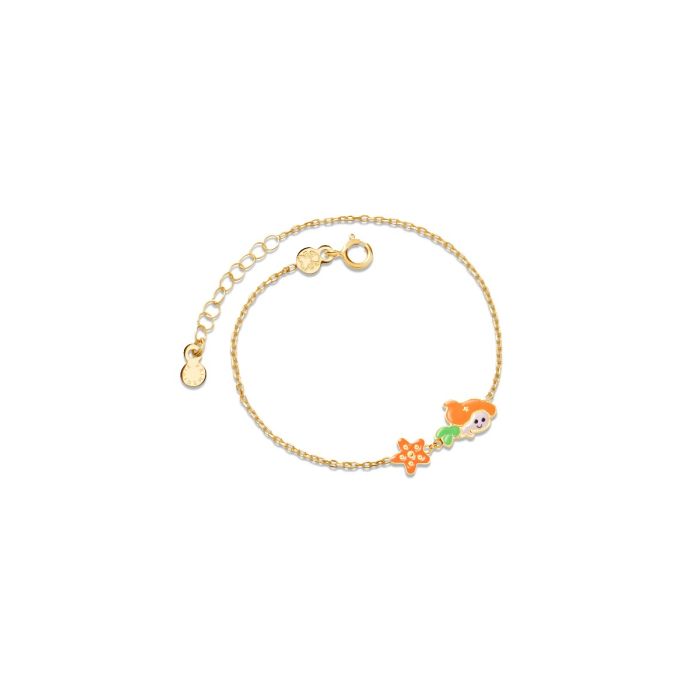 Pulsera Oro Amarillo Cuentos Sirenita y Estrella PMG091