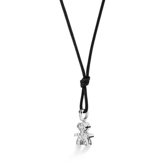 Ciondolo i Preziosi con Sagoma Bimbo in Oro Bianco e Diamanti LBB542/M