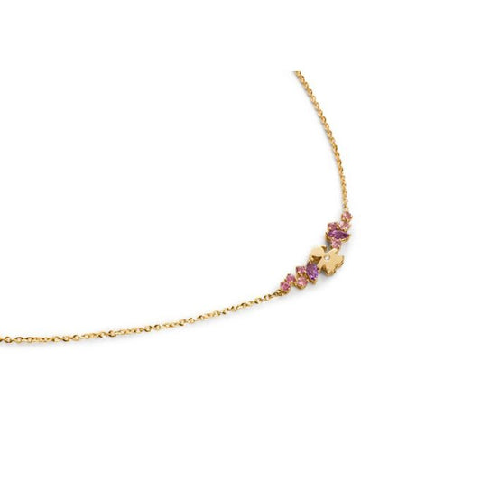 Collana con Bimba in Oro Giallo, Ametiste, Tormaline e Diamante LBB855