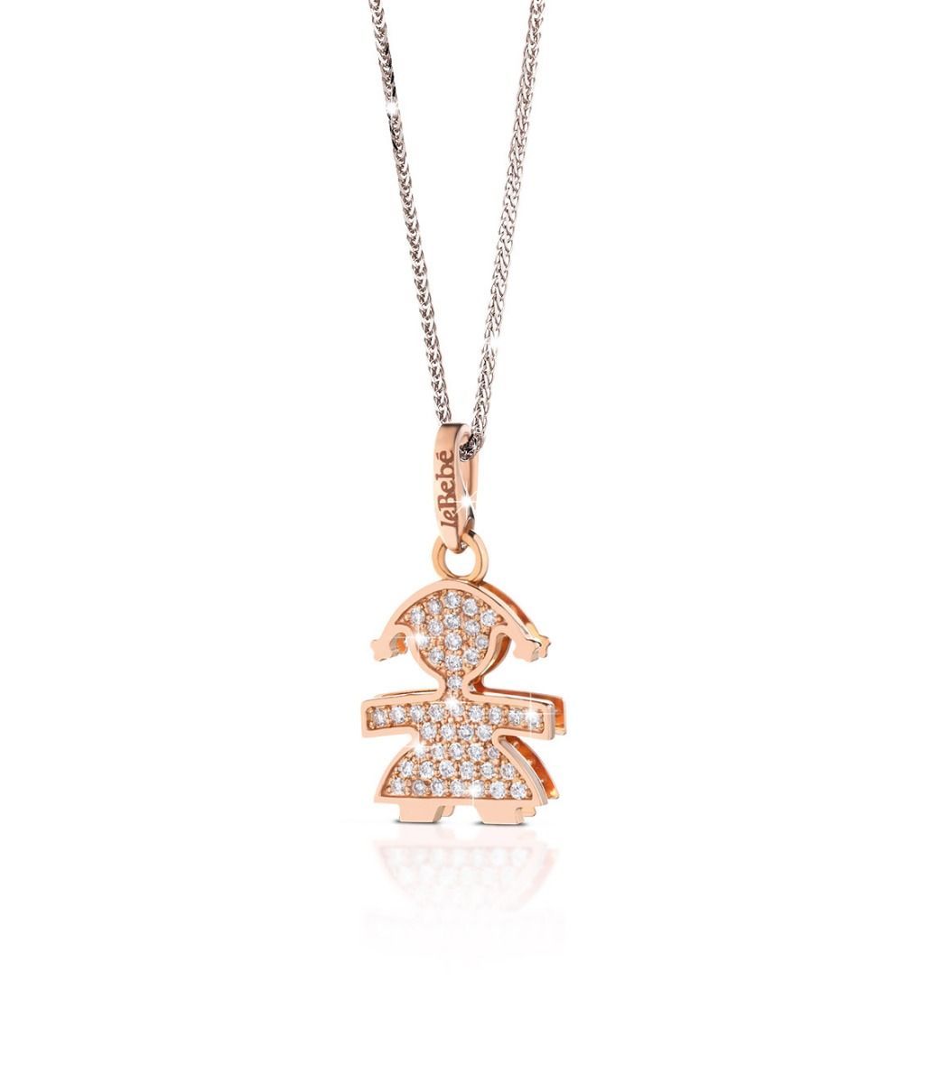 Collar Bimba de Oro rosa con Pavé de Diamantes LBB452