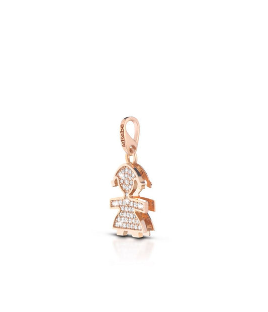 Collana Bimba Oro Rosa con Pavè di Diamanti LBB452