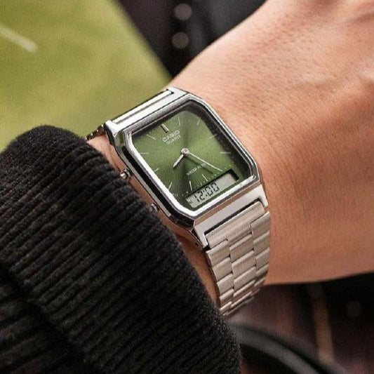 Orologio Donna Vintage Edgy Acciaio e Verde AQ-230A-3AMQYES