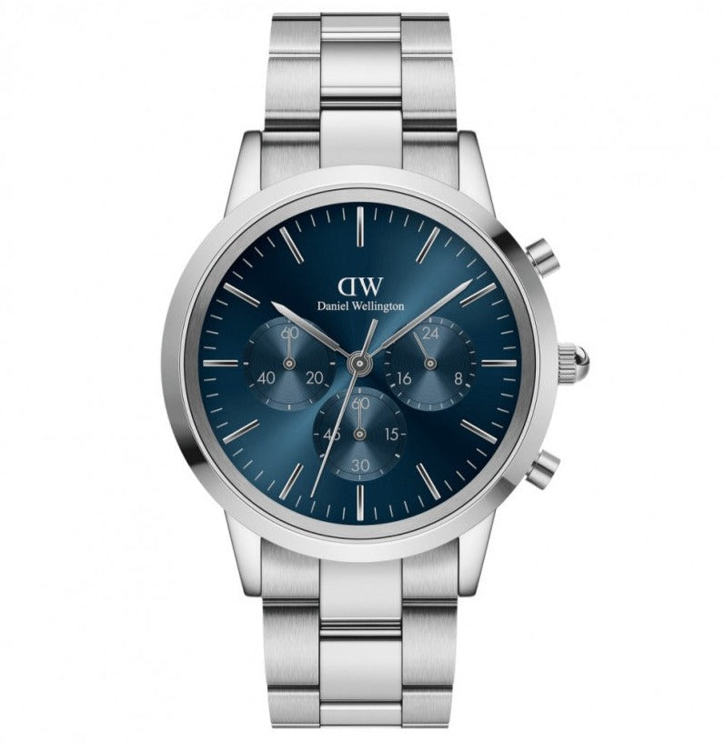 Orologio Uomo Iconic Cronograph Acciaio e Blu DW00100644