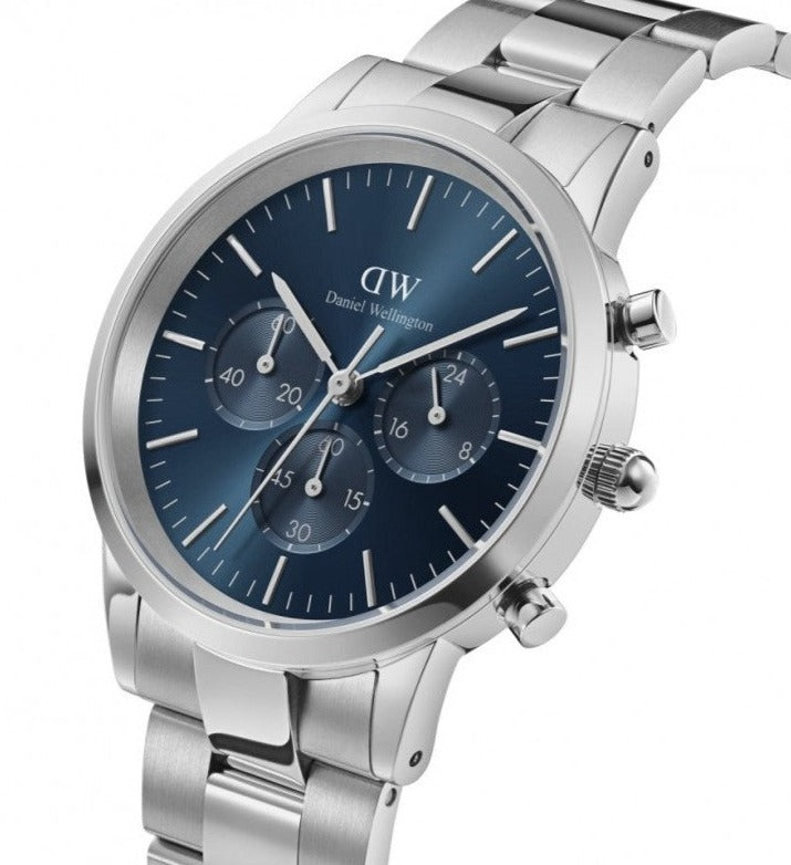 Orologio Uomo Iconic Cronograph Acciaio e Blu DW00100644
