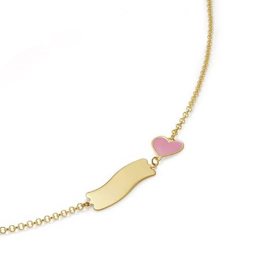 Bracciale Bambini Fortuna con Cuore e Targhetta Dorato PMG029/B