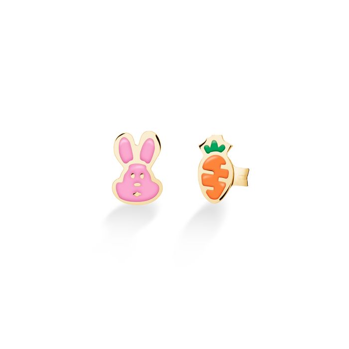 Orecchini Fortuna con Coniglietto e Carota Dorati PMG051